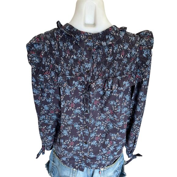 EUC Sea New York TILLY Floral Smocked Blouse, Large - Picture 8 of 10